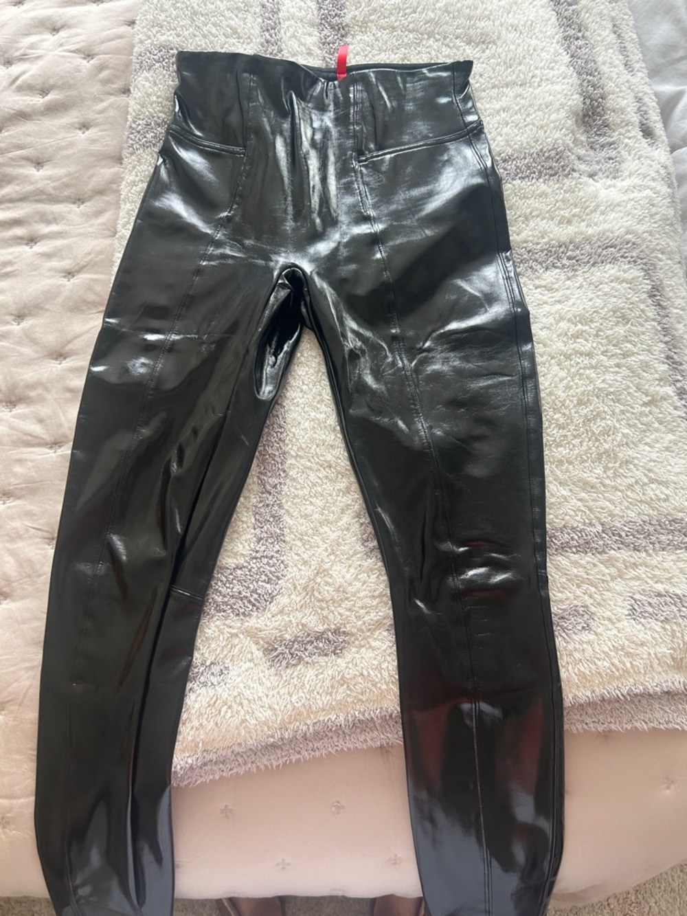 SPANX Black High-Waist Shiny Faux-Leather Leggings